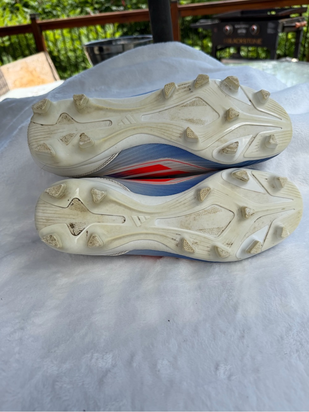 Adidas F50 Club FxG Soccer Cleats White Blue Men's Size 7 Shoes Athletic-Read - Picture 5 of 7